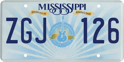 MS license plate ZGJ126
