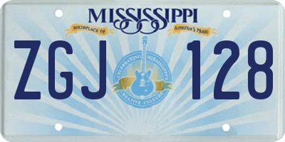 MS license plate ZGJ128