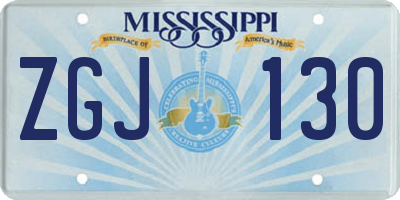 MS license plate ZGJ130