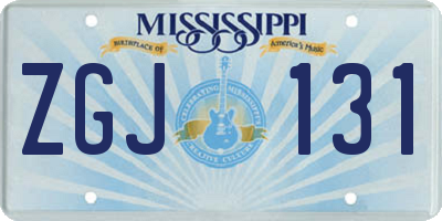 MS license plate ZGJ131