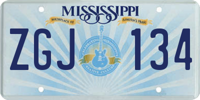 MS license plate ZGJ134