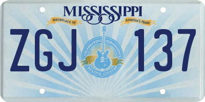 MS license plate ZGJ137
