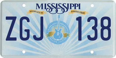 MS license plate ZGJ138