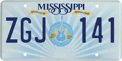 MS license plate ZGJ141