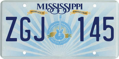MS license plate ZGJ145