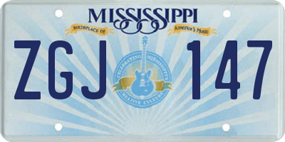 MS license plate ZGJ147