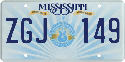 MS license plate ZGJ149