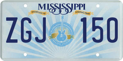 MS license plate ZGJ150