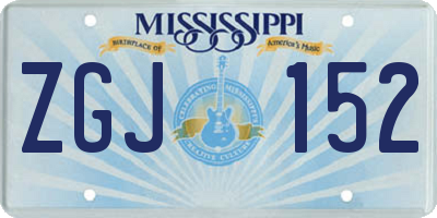 MS license plate ZGJ152