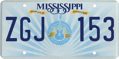 MS license plate ZGJ153
