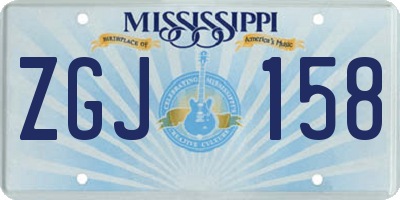 MS license plate ZGJ158