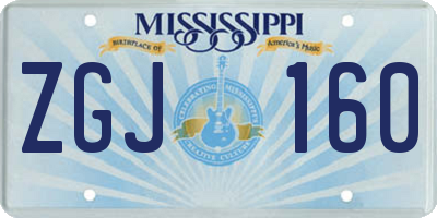 MS license plate ZGJ160