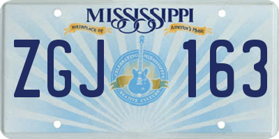 MS license plate ZGJ163