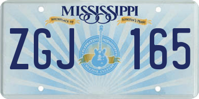 MS license plate ZGJ165