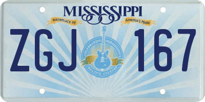 MS license plate ZGJ167