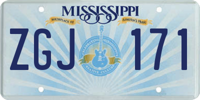 MS license plate ZGJ171