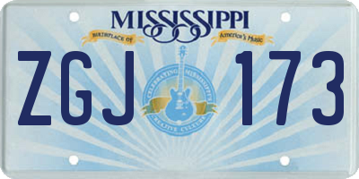 MS license plate ZGJ173