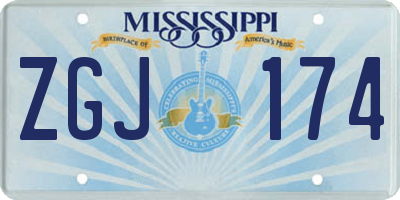 MS license plate ZGJ174