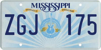 MS license plate ZGJ175