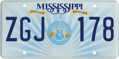 MS license plate ZGJ178