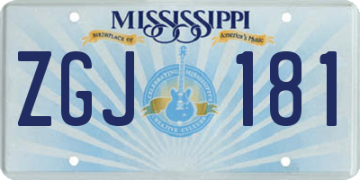 MS license plate ZGJ181