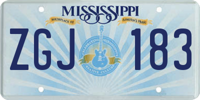 MS license plate ZGJ183
