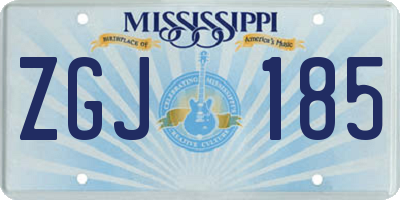 MS license plate ZGJ185