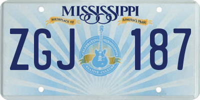 MS license plate ZGJ187