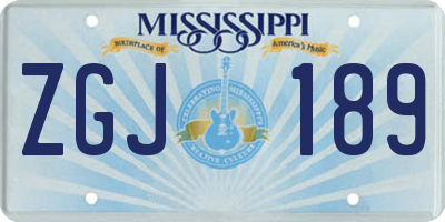MS license plate ZGJ189