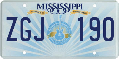 MS license plate ZGJ190