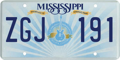 MS license plate ZGJ191
