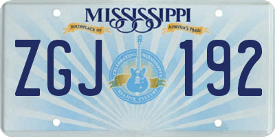 MS license plate ZGJ192