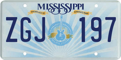 MS license plate ZGJ197