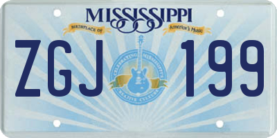 MS license plate ZGJ199
