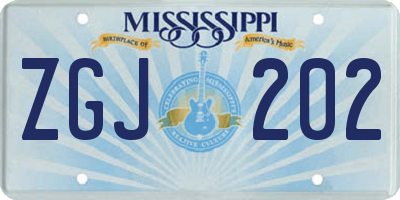 MS license plate ZGJ202