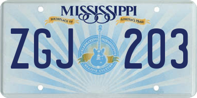 MS license plate ZGJ203
