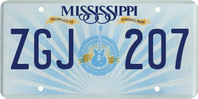 MS license plate ZGJ207