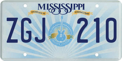 MS license plate ZGJ210