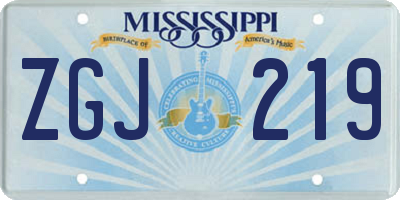 MS license plate ZGJ219