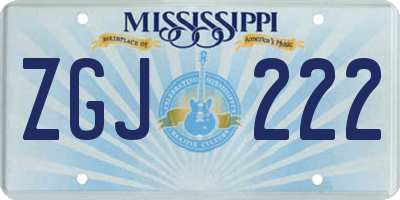 MS license plate ZGJ222
