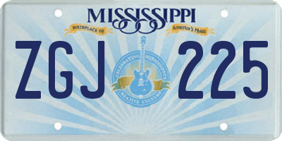 MS license plate ZGJ225