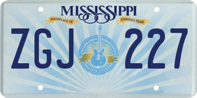 MS license plate ZGJ227
