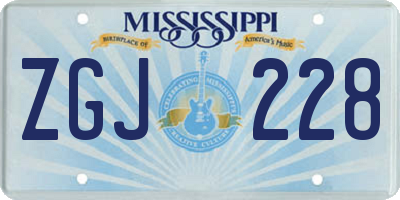MS license plate ZGJ228