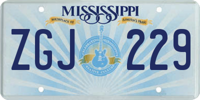 MS license plate ZGJ229