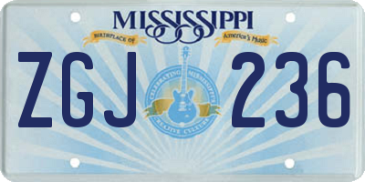 MS license plate ZGJ236