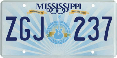 MS license plate ZGJ237