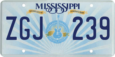 MS license plate ZGJ239