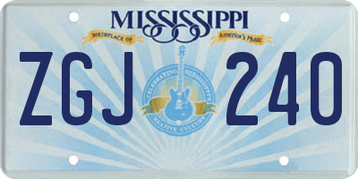 MS license plate ZGJ240