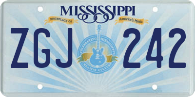 MS license plate ZGJ242