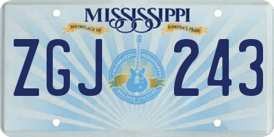MS license plate ZGJ243